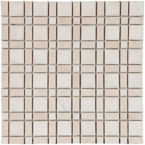 3,2x3,2-1,5x3,2-1,5x1,5x1 cm Beige-White Marble Tumbled Plaids Mosaic