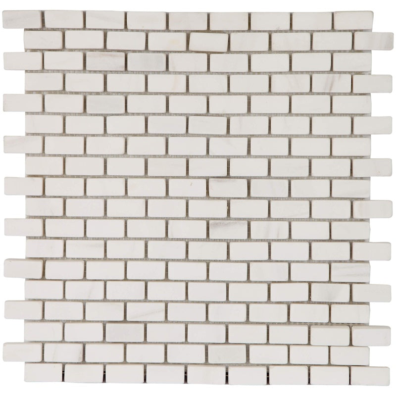 1,5x3,1x1 cm White Marble Tumbled Brick Mosaic