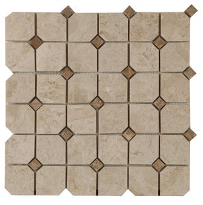 1,5x1,5x4,8x1 cm Beige-Light Emperador Polished Octagon Mosaic