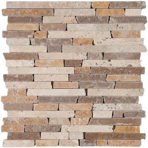 1,5x Free Lenght x1 cm Classic-Noce-Yellow Travertine Tumbled Bar Mosaic