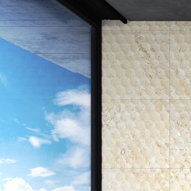 Hexagon carved stone tile, 60 x 60 x 2 cm