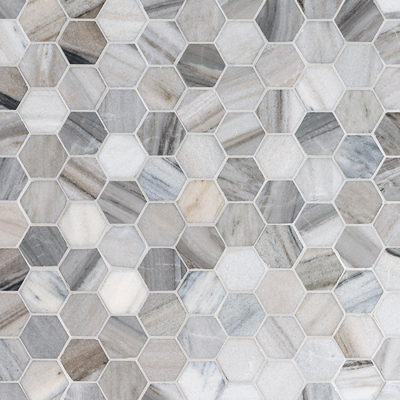 Hexagon Waterjet Mosaic, 26.5 x 31 x 1 cm